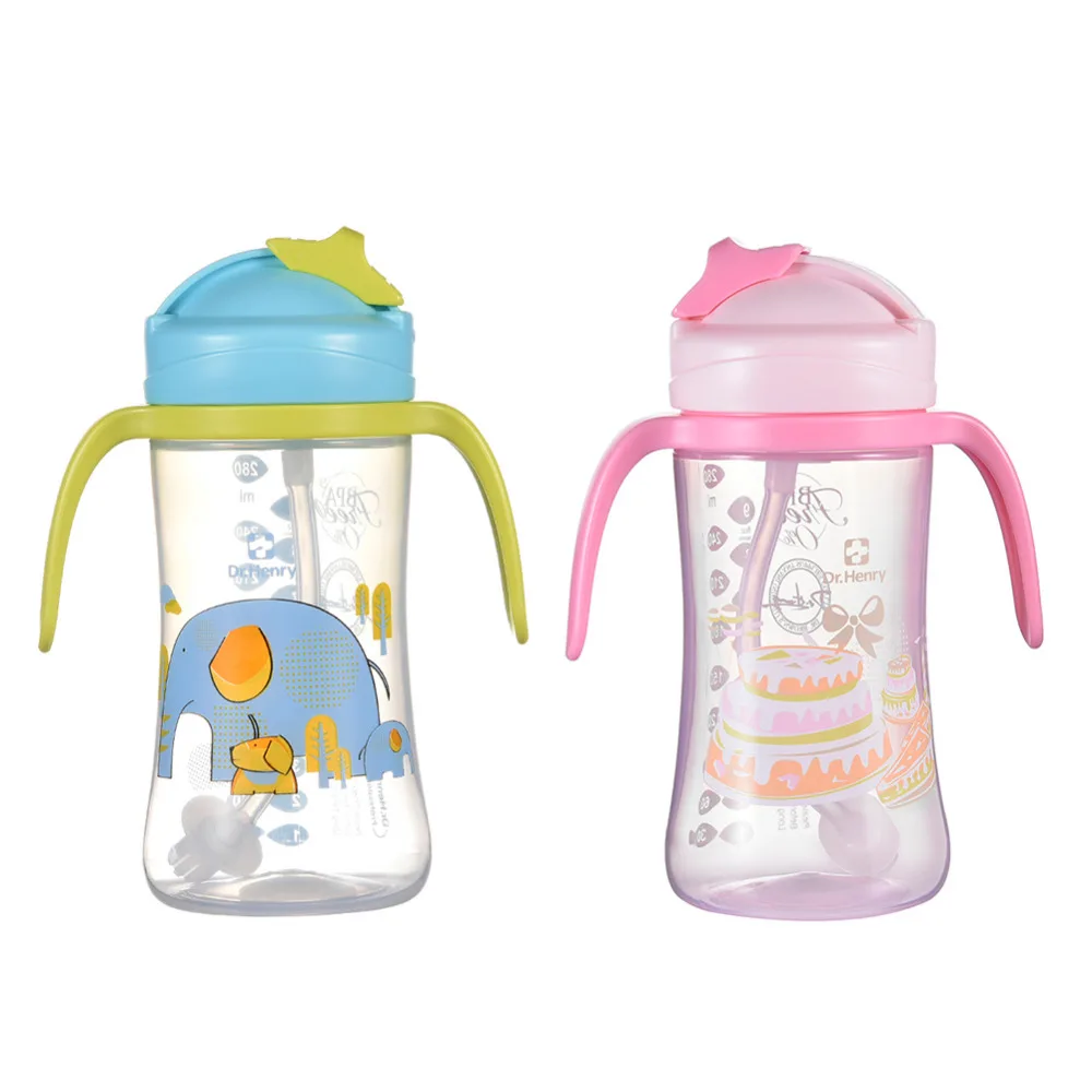 240 ML Baby Drink Training Bottle Cup Two Handles Sliding